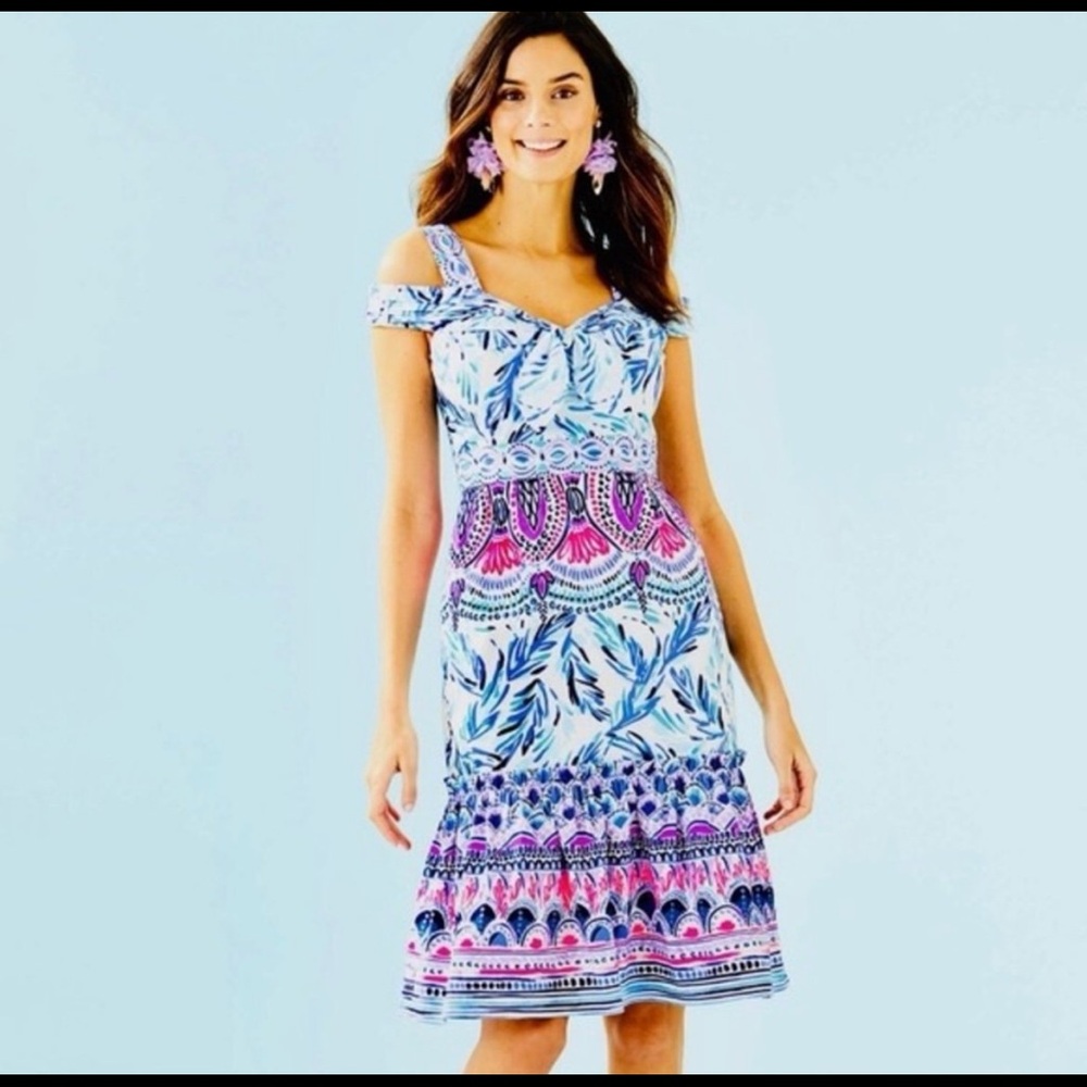 NWT Lilly Pulitzer flock together engineered dress IVA MIDI DRESS size 00